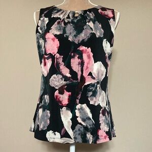 Ivanka Trump - Black and Pink Fitted Sleeveless Blouse - Size Medium